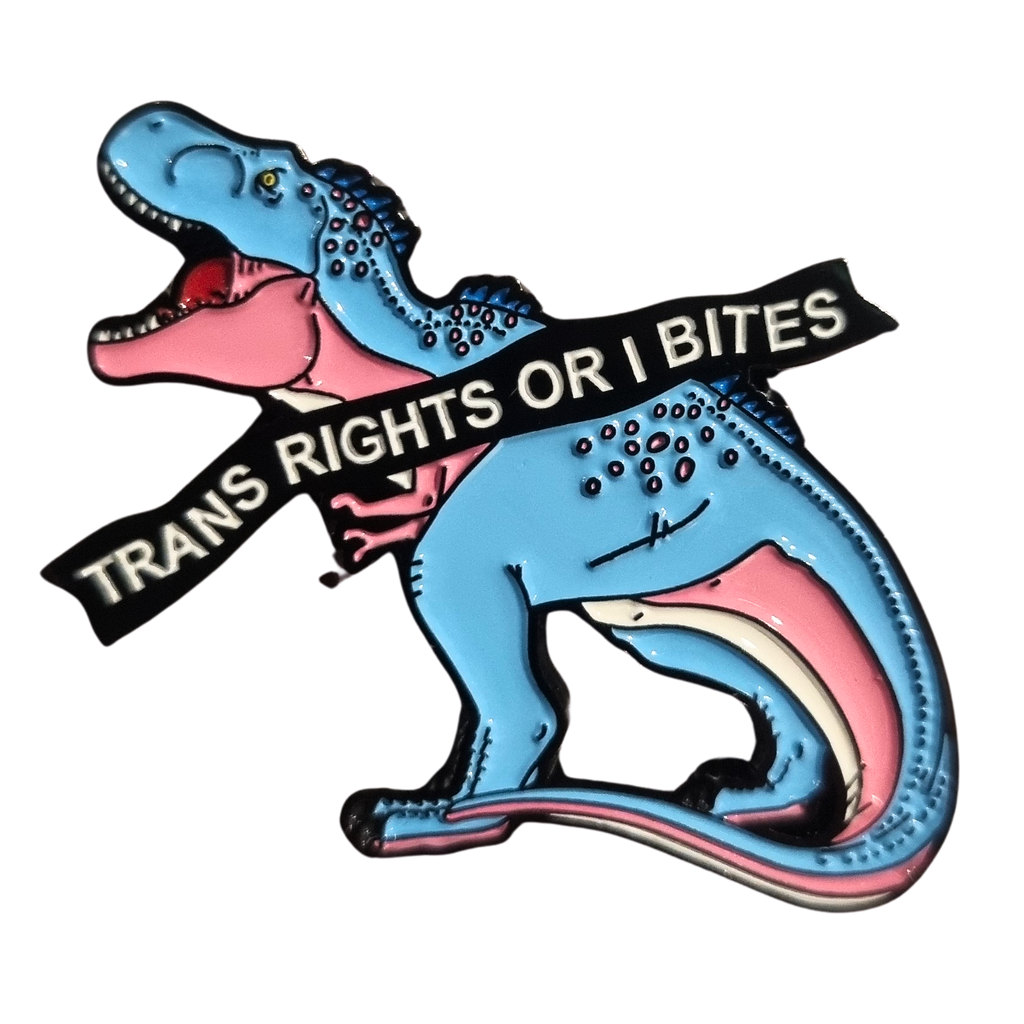 T-Rex For Trans Rights Enamel Pin – Queer Lit