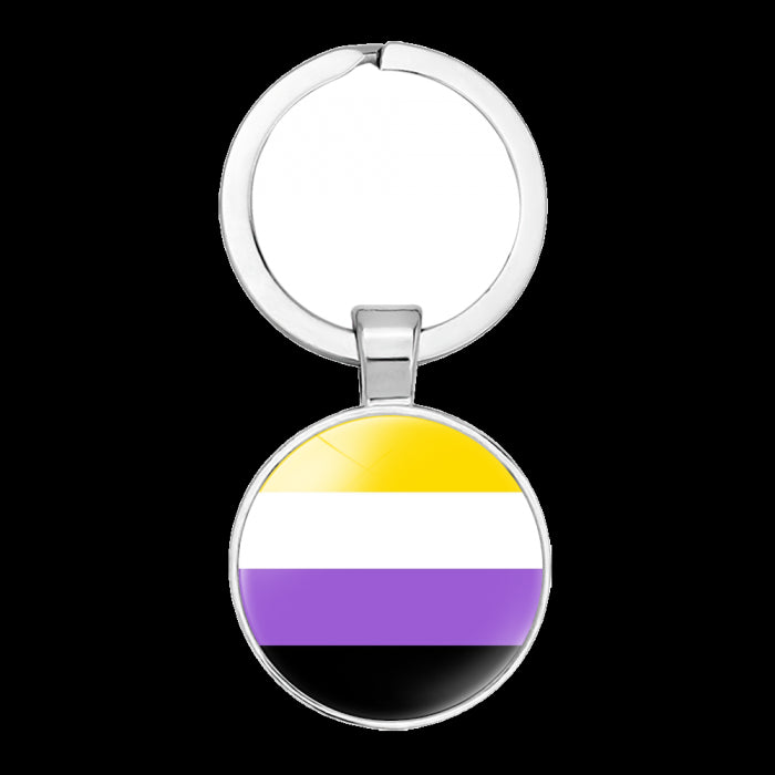 Non-binary Flag Pride Keyring (Round)
