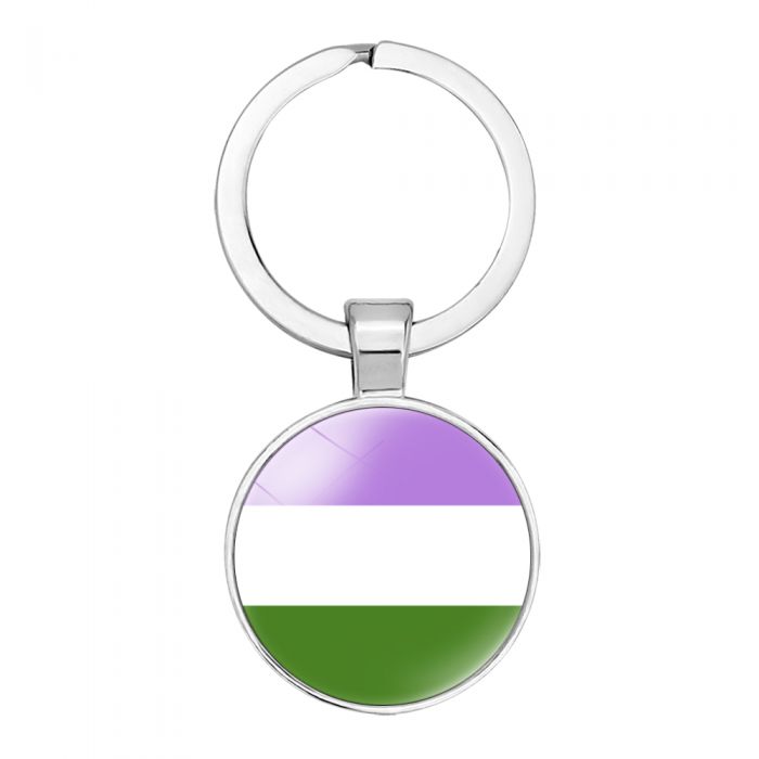 Gender Queer Flag Pride Keyring (Round)