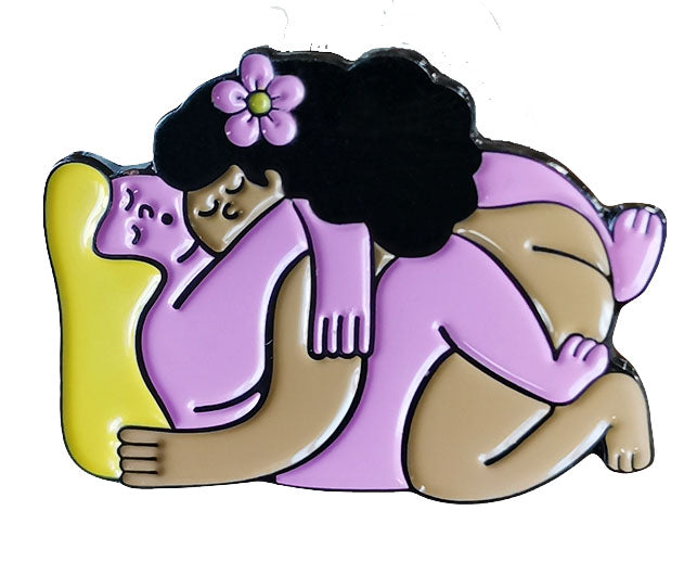 Cuddling Lesbians Enamel Pin