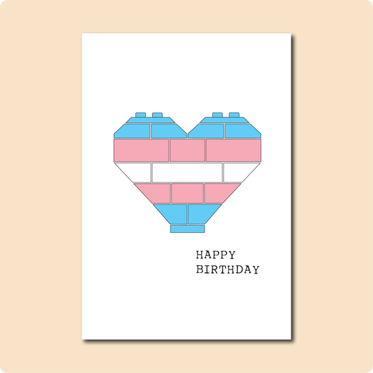 Trans Heart Birthday Card