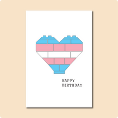Trans Heart Birthday Card