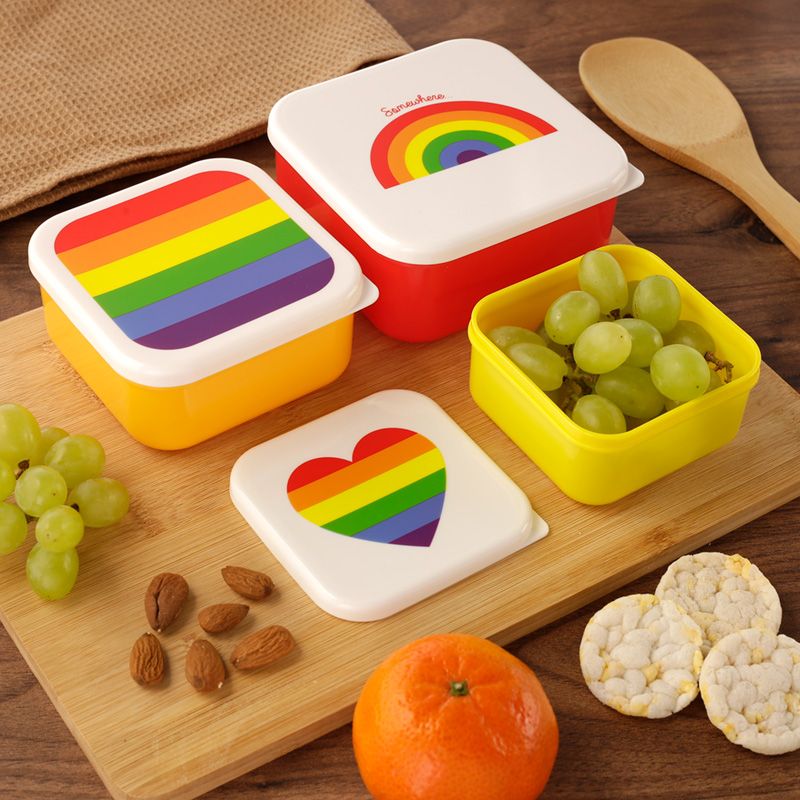 Set of 3 Gay Rainbow Lunch Box Snack Pots S/M/L