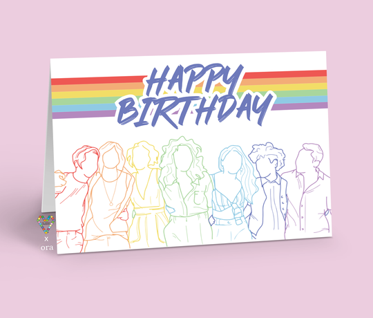 L Word Rainbow Silhouette GenQ Birthday Card