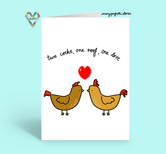 Two Cocks, One Roof, One Love Card