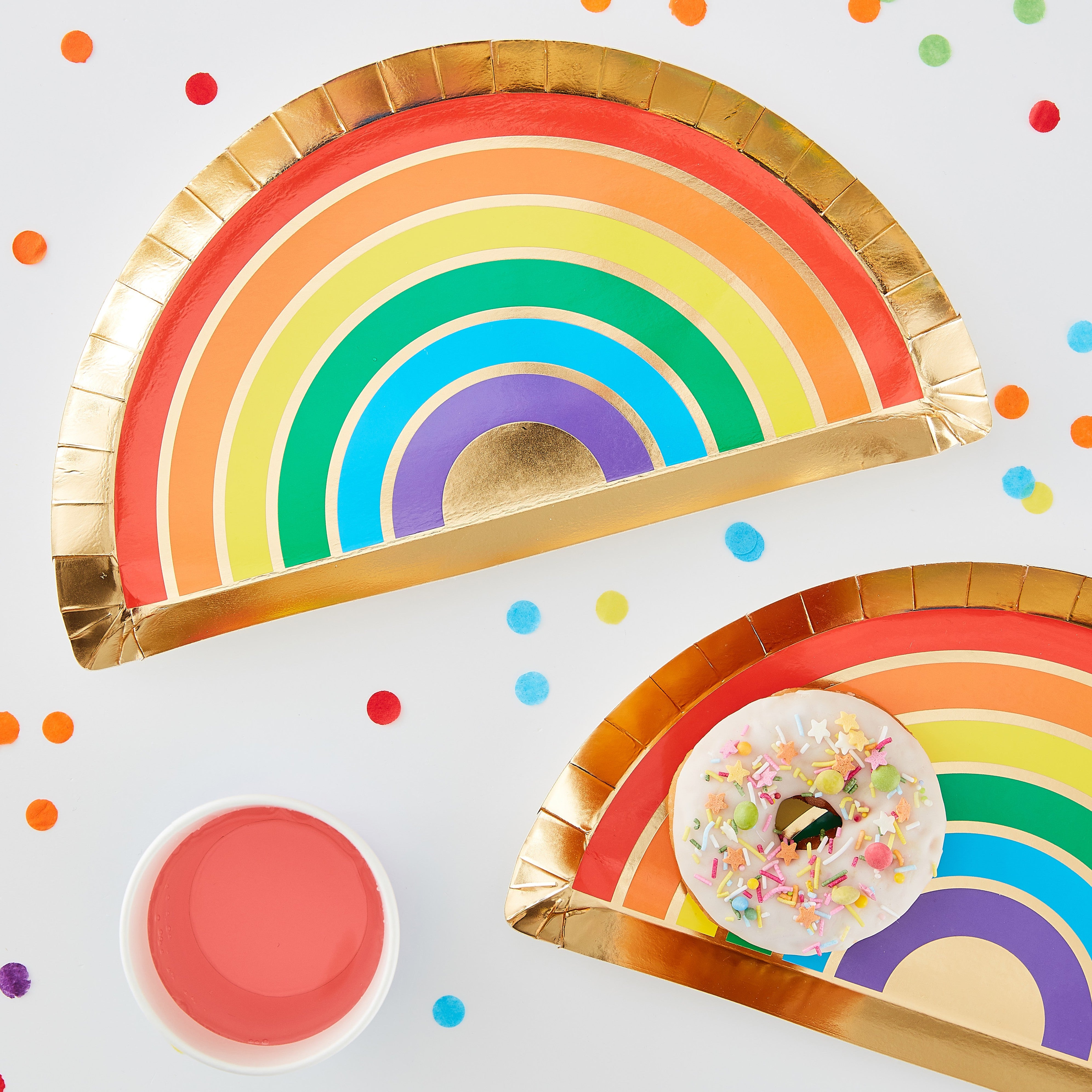 LGBTQ+ Rainbow & Gold Foiled Paper Plates