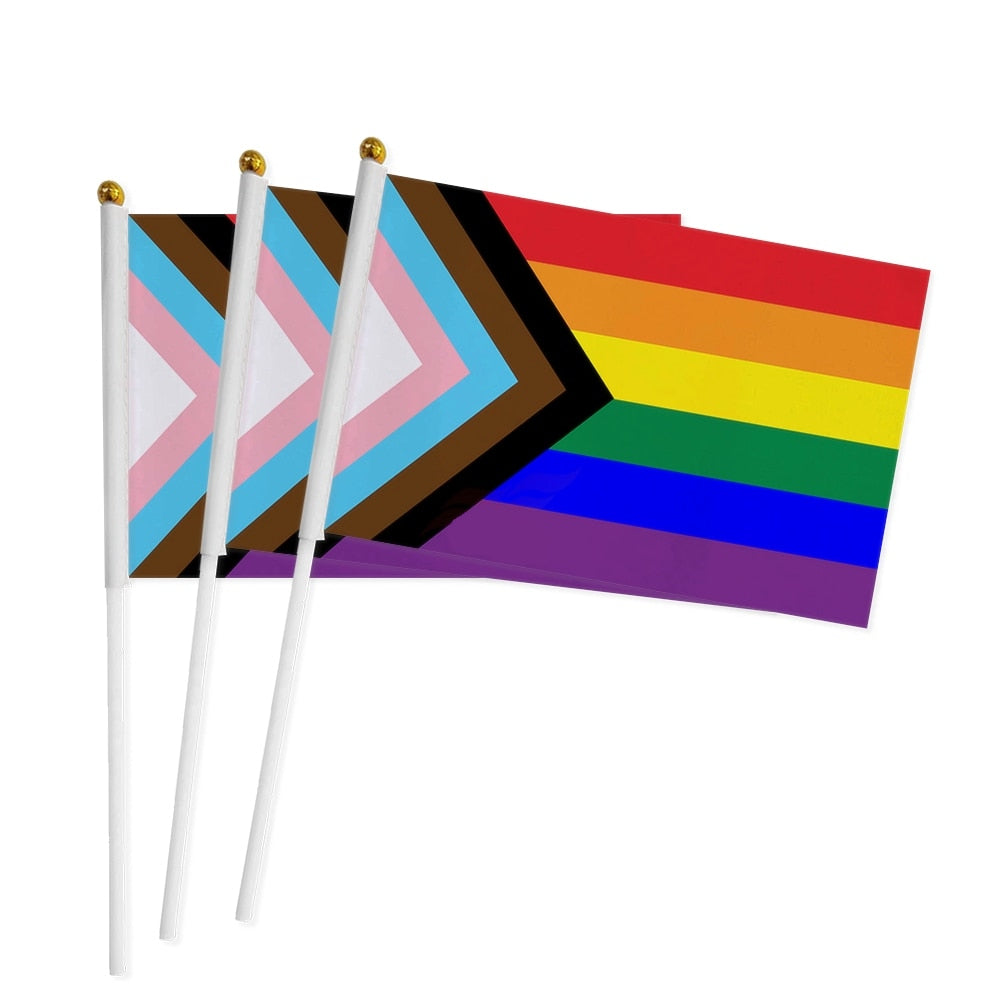 Progress Rad Flag Handheld Progress Pride Flag (3 Pack) (LGBT Accessories) – Queer Lit