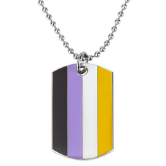 Non-Binary Pride Flag Dog Tag Necklace