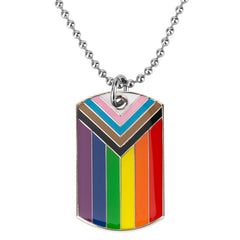 Progressive Pride Flag Rainbow Dog Tag Necklace