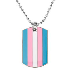 Transgender Pride Flag Dog Tag Necklace