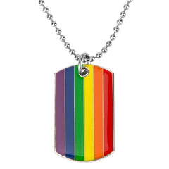 Pride Flag Rainbow Dog Tag Necklace