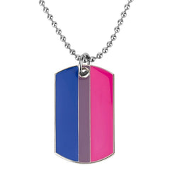Bisexual Pride Flag Dog Tag Necklace