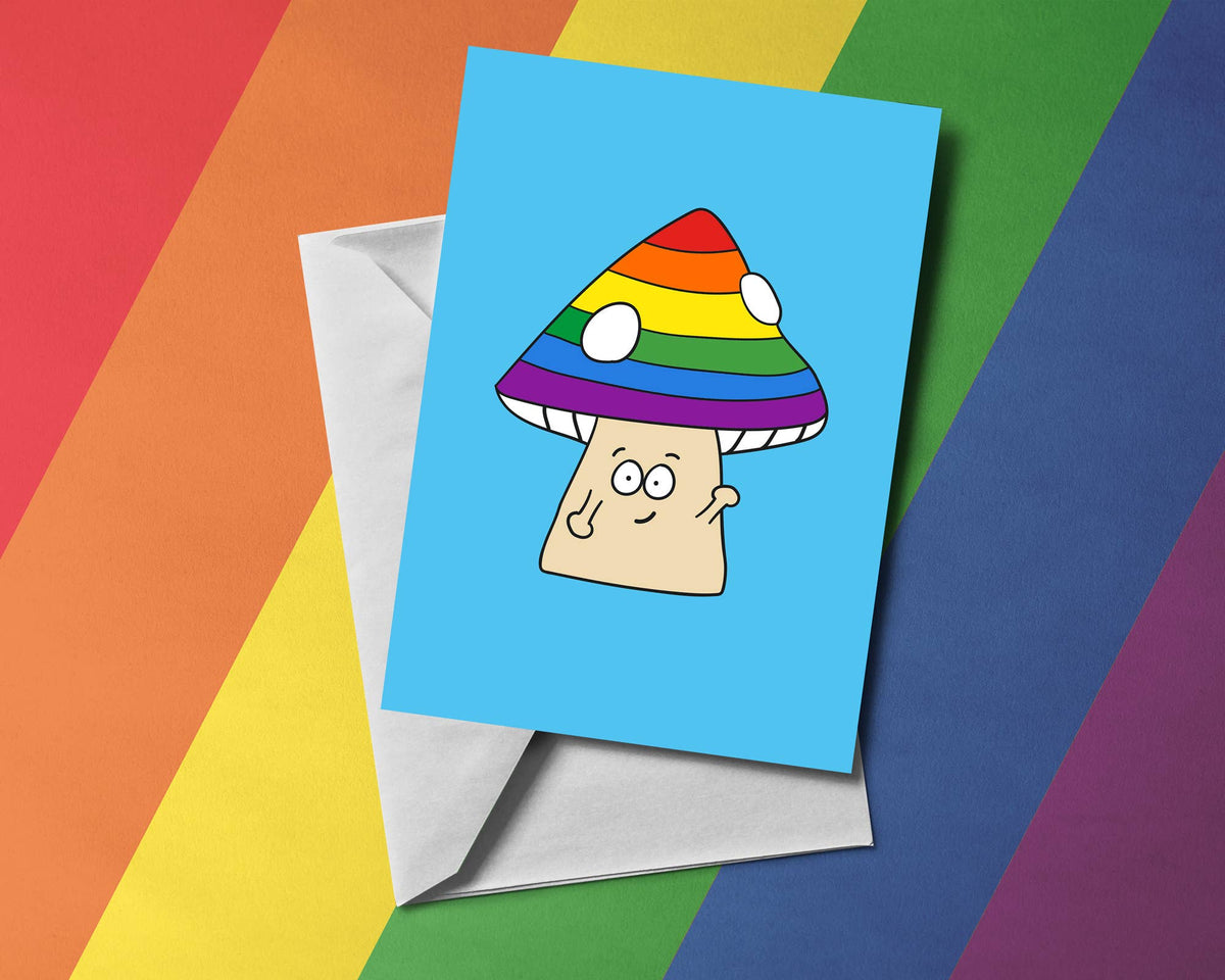 Rainbow Mushroom LGBT Greetings Card